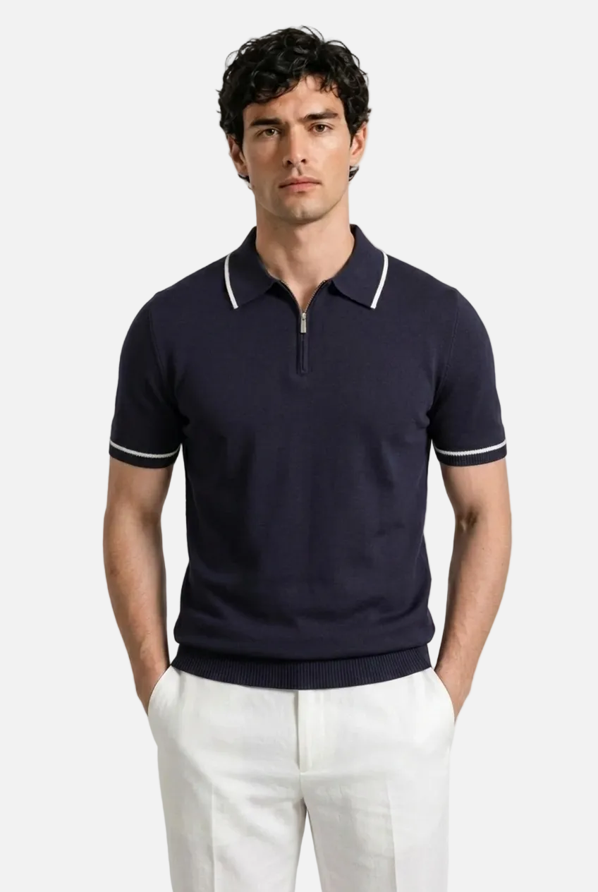 Men's Retro Knit Polo Shirt