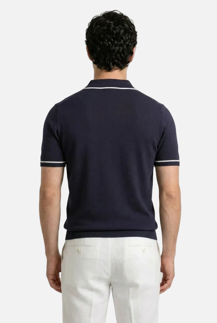 Men's Retro Knit Polo Shirt