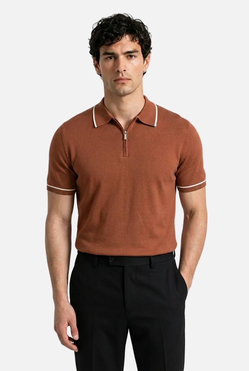 Men's Retro Knit Polo Shirt