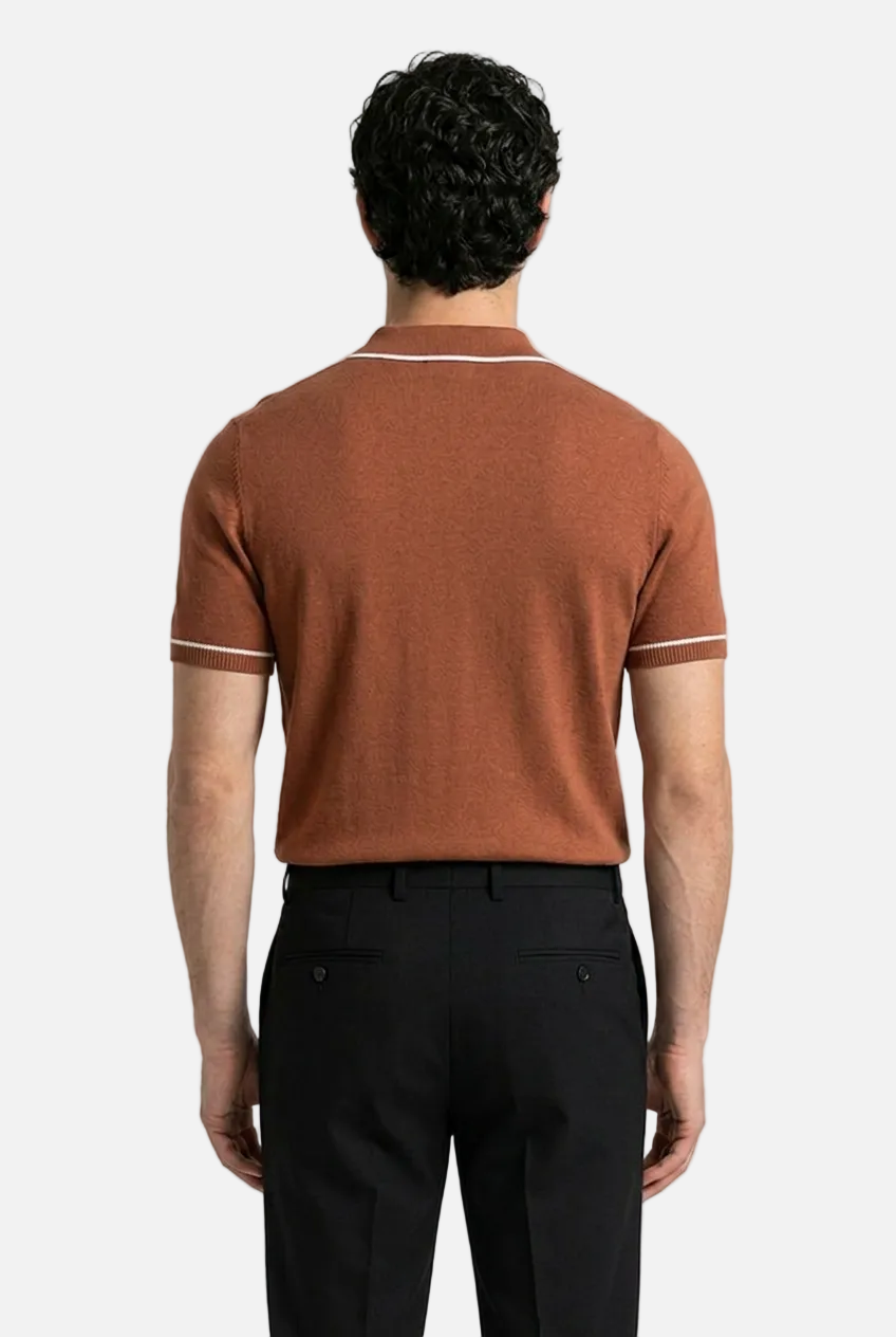 Men's Retro Knit Polo Shirt