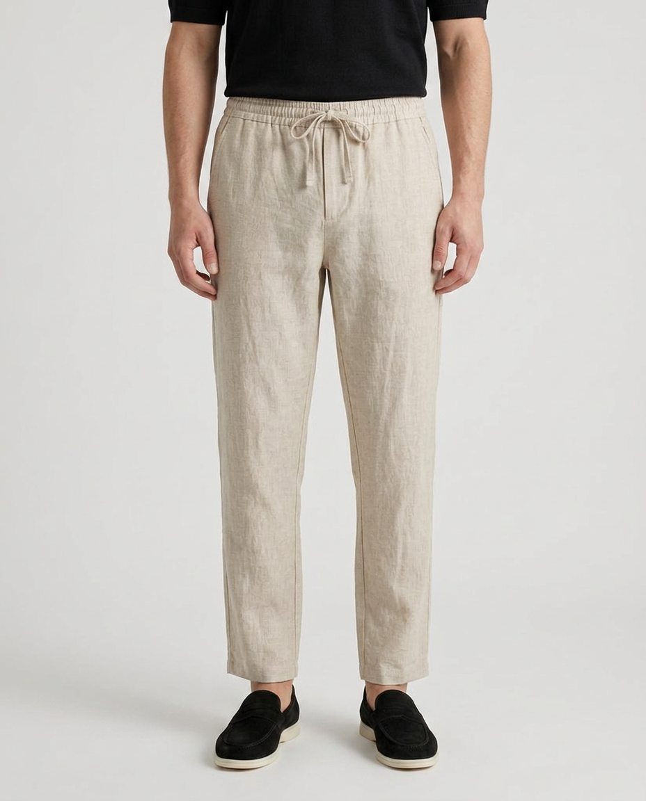 Men's Cotton Linen Cropped Trousers