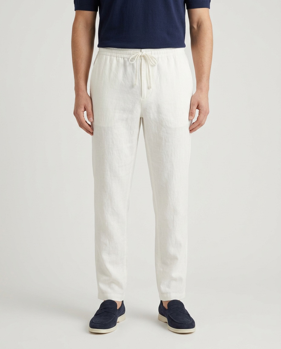 Men's Cotton Linen Cropped Trousers