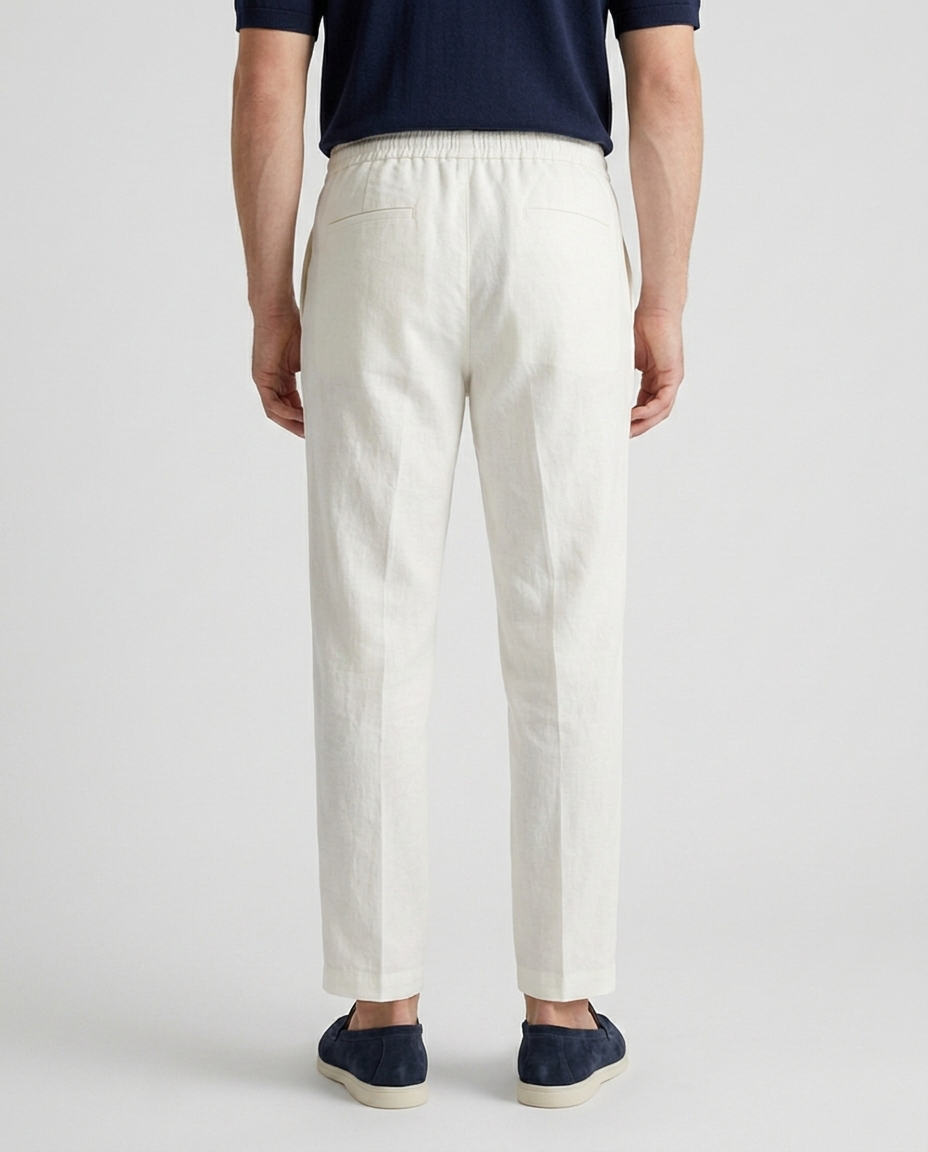 Men's Cotton Linen Cropped Trousers