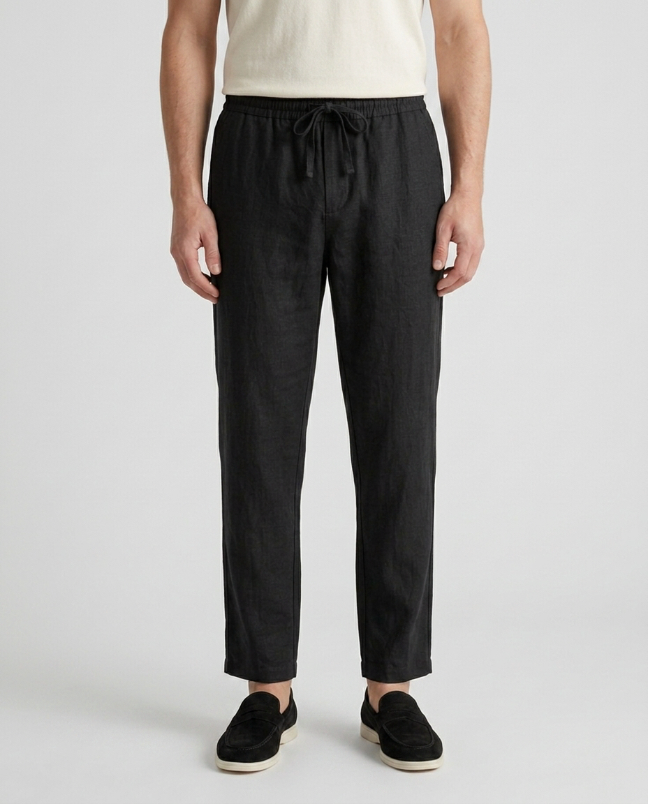 Men's Cotton Linen Cropped Trousers