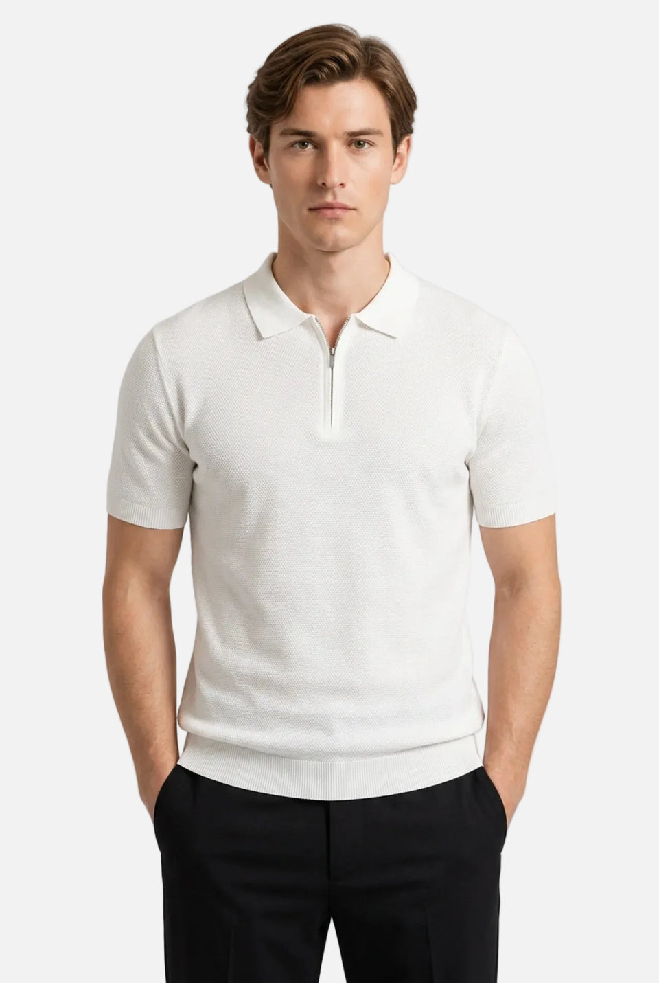 Men's Cotton Zipper Polo