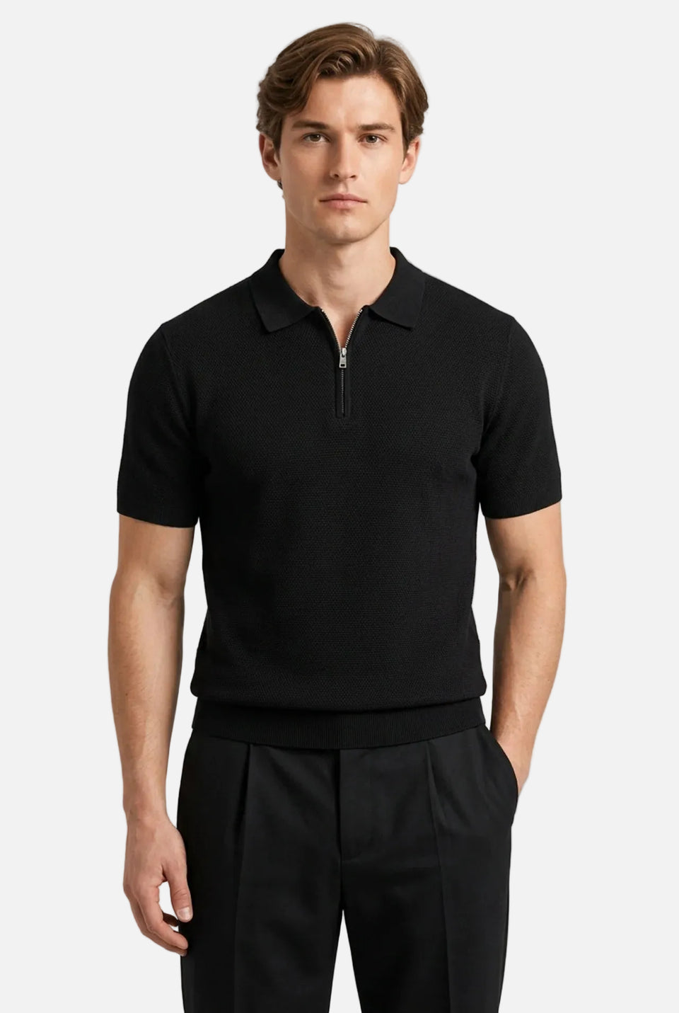 Men's Cotton Zipper Polo