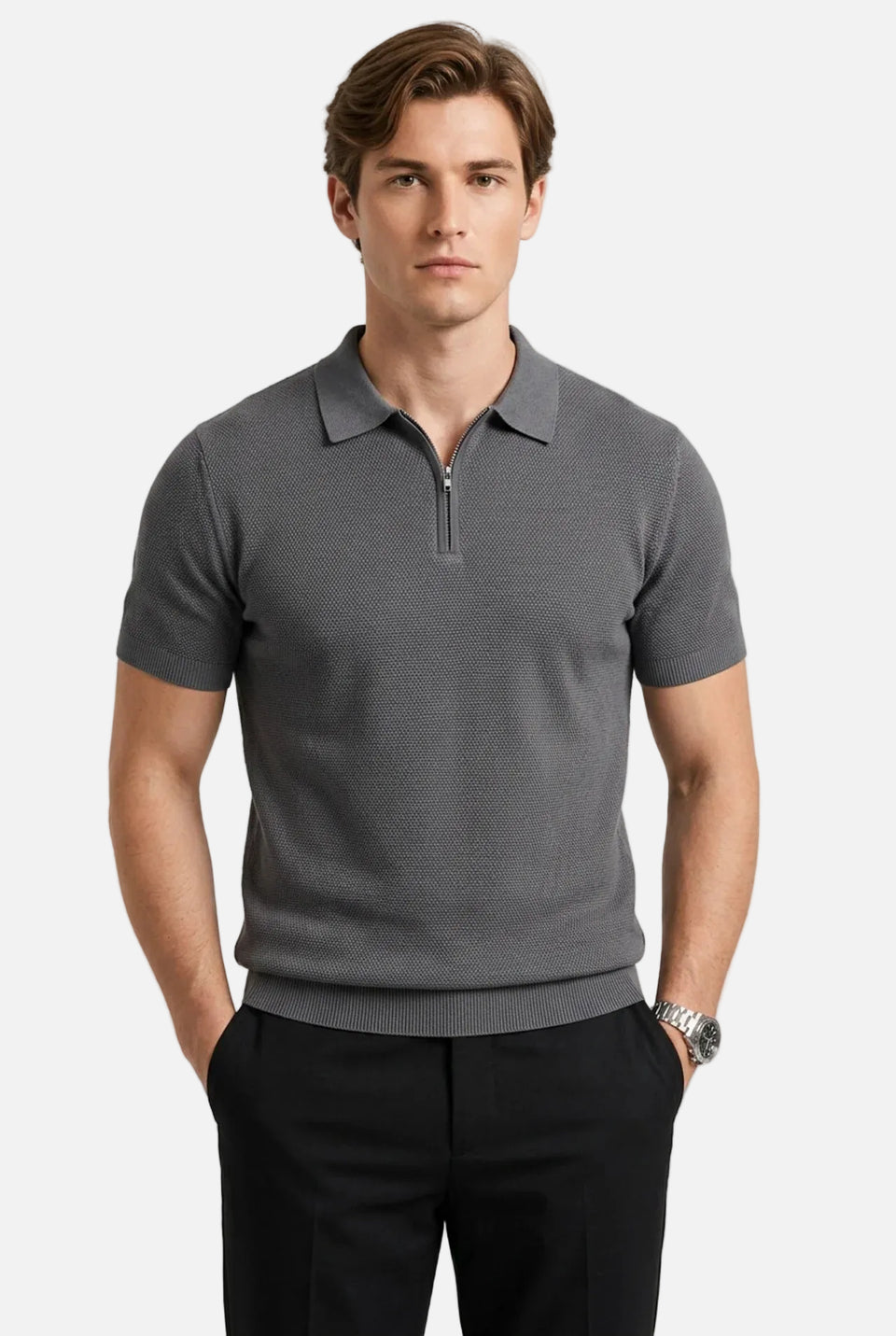 Men's Cotton Zipper Polo