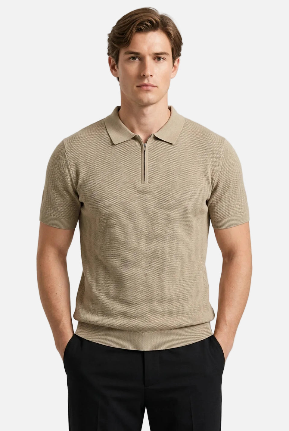 Men's Cotton Zipper Polo
